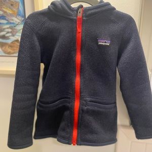 3T Patagonia better sweater navy jacket with red zipper
